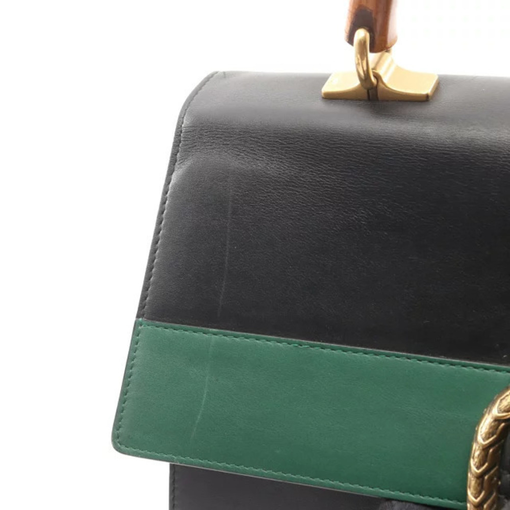 Gucci Bamboo Red Handbag Leather Green Black Dionysus - Picture 7 of 8